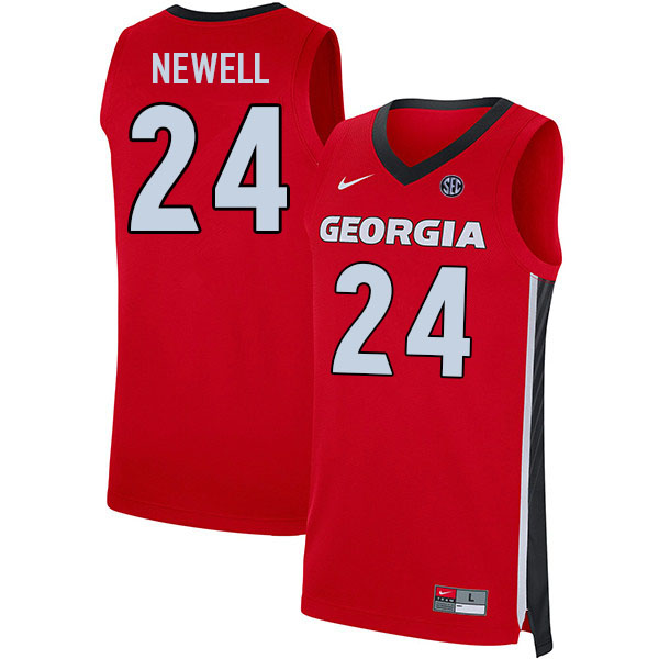 Men #24 Jaden Newell Georgia Bulldogs College Basketball Jerseys Sale-Red